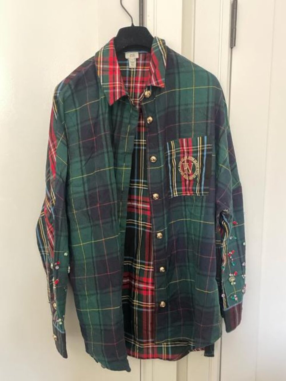 River Island green and red plaid shirt